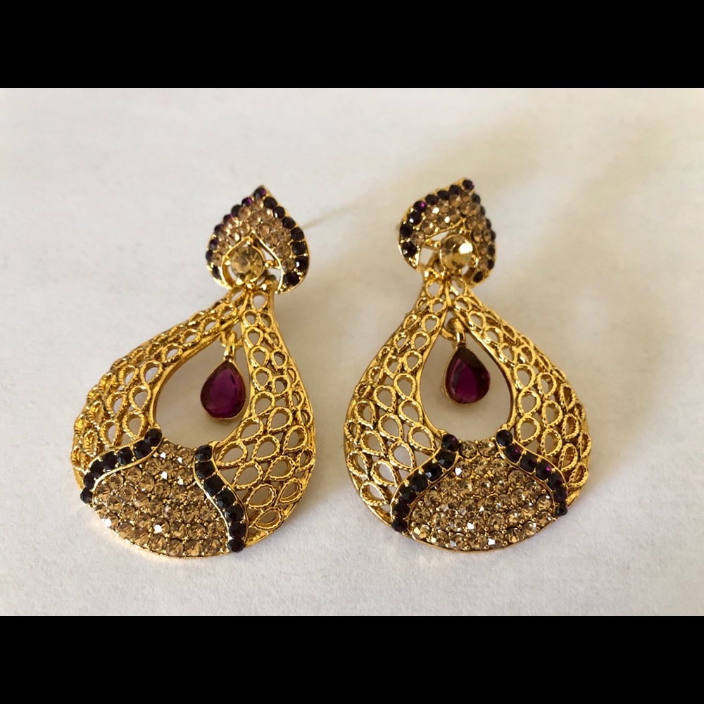 Gold with purple accent earrings